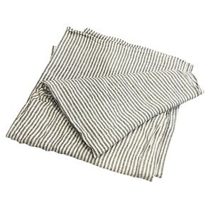 Brooklinen gray stripe 100% linen queen flat sheet